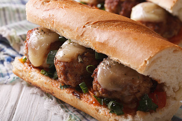 istock Tasty sandwich with meatballs close-up 494738394