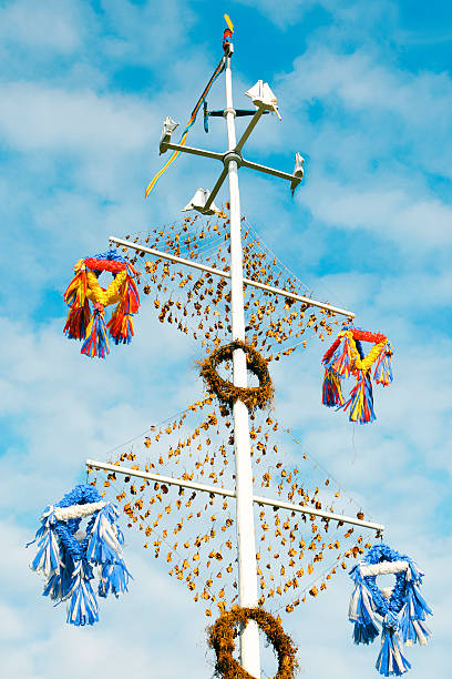 maypole One of the maypoles typical for Aland Islands; celebration of midsummer day in villages. åland islands stock pictures, royalty-free photos & images