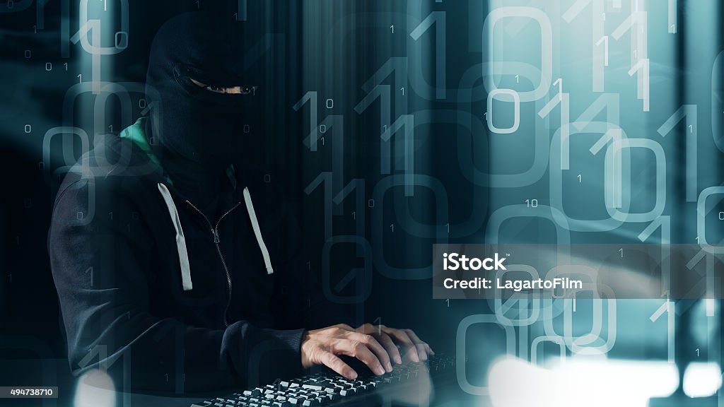 Hacker Video Two Keyboards Hacker Typing On Laptop Computer Keyboard Binary Code Background Stock ...