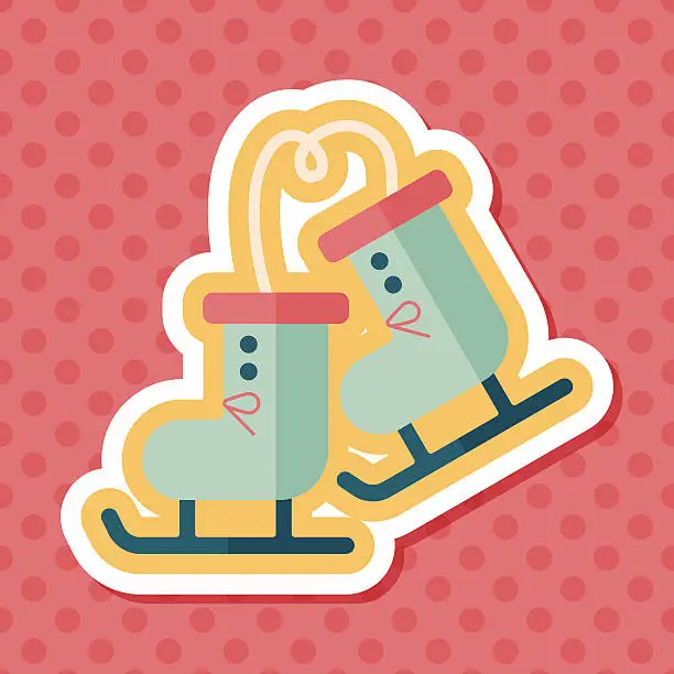 Vector illustration of ski boot flat icon with long shadow,eps10