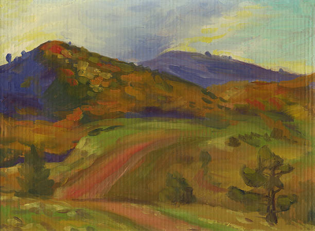 istock Road in the mountains, landscape, oil painting 494740356