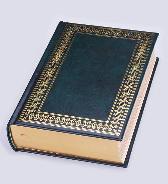 istock Blank book with dark green cover with gold ornaments 494740774
