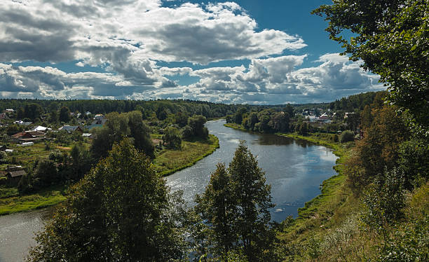 istock Landscape, river, village, hill 494741683