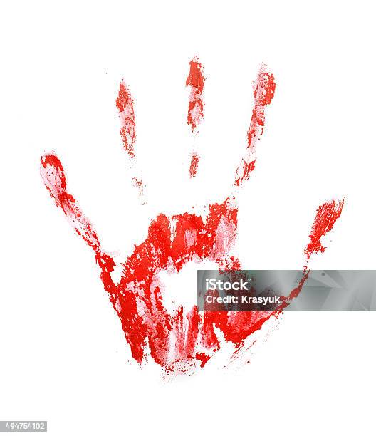 Red Hand Print Stock Photo - Download Image Now - Blood, Dirty, Handprint