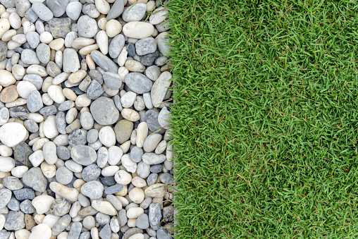 Green grass with Pebbles, Stone and grass in garden, grass with rock, Pebble with Grass, background