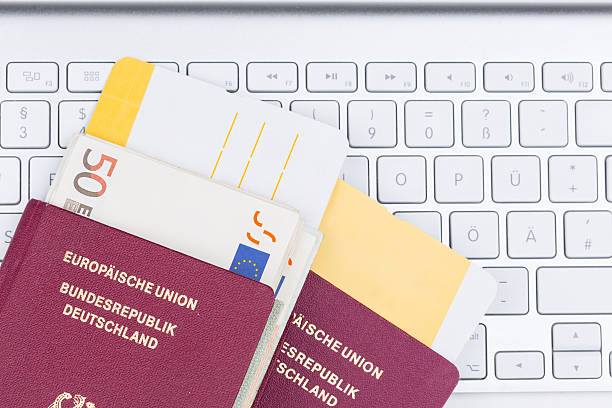 istock Airline tickets and travel passport 494755388