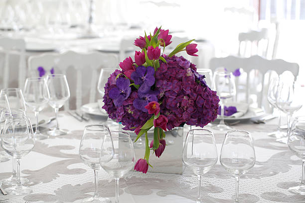 istock Beautiful flower bouquet decoration on wedding table 494757044