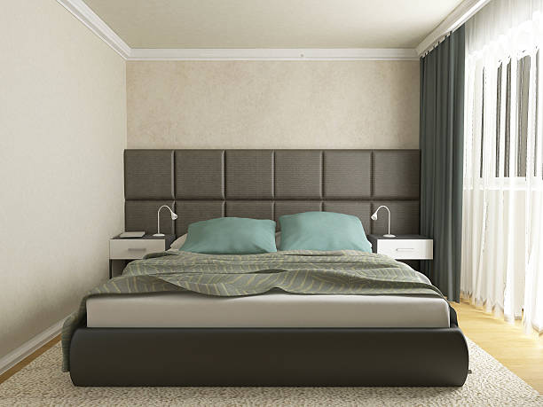 modern elegant bedroom interior stock photo