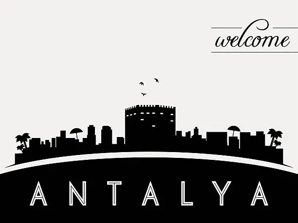 Vector illustration of Antalya Turkey skyline silhouette vector illustration