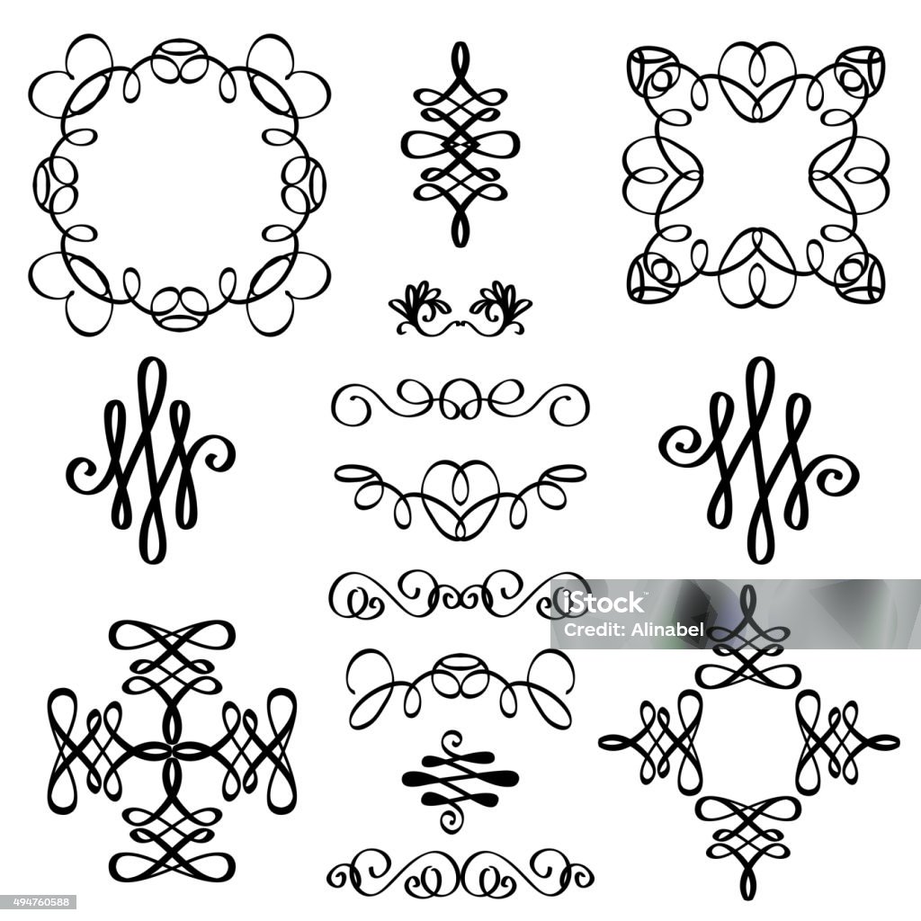 Vector Text Caligrams Calligraphic Vector Set Stock Illustration - Download Image Now - 2015 ...