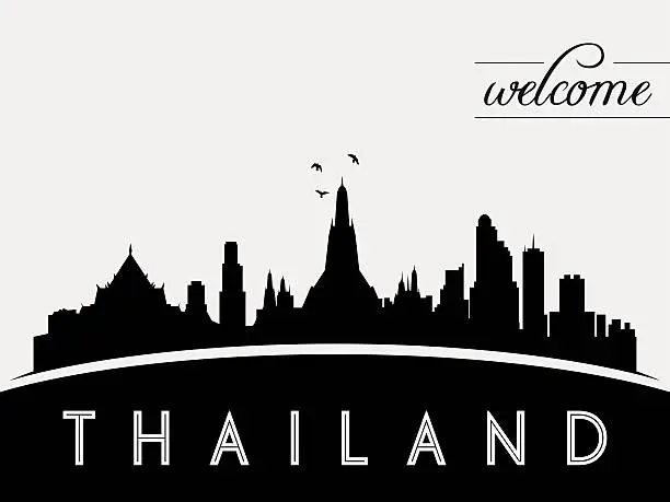 Vector illustration of Thailand skyline silhouette vector illustration