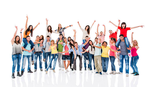 istock Group of cheerful young people looking at camera. 494761036