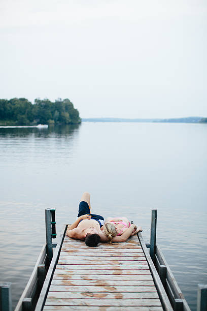 Couple spending time together at the lake