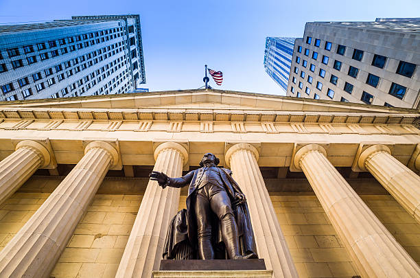 fachada do federal hall wall street - wall street imagens e fotografias de stock