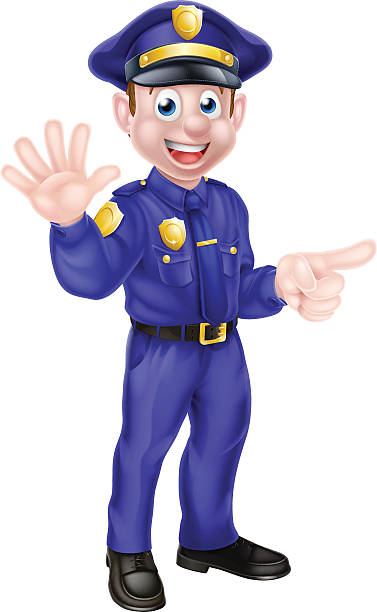 ilustrações de stock, clip art, desenhos animados e ícones de mulher polícia a apontar - humor badge blue crime