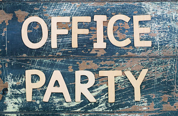 istock Office party written with wooden letters on rustic surface 494761456