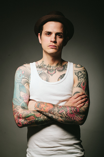 Portrait Of A Tattooed Man Stock Photo - Download Image Now - Tattoo, Men,  Cut Out - iStock