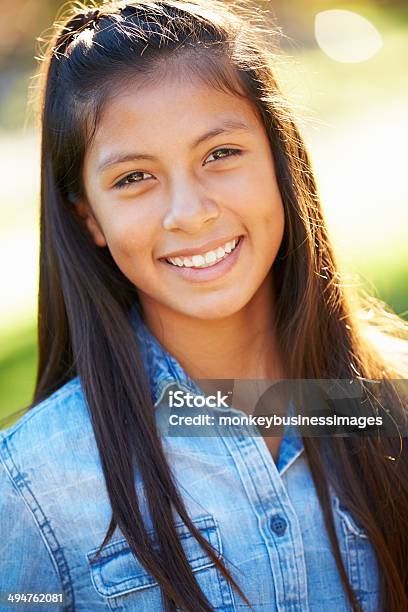 Portrait Of Hispanic Girl In Countryside Stock Photo - Download Image Now - 10-11 Years, Autumn, Beautiful People