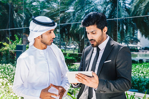 istock Arabian Businessmen working with Digital Tablet Outdoor 494763496