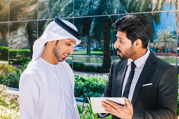istock Arabian Businessmen working with Digital Tablet Outdoor 494763582