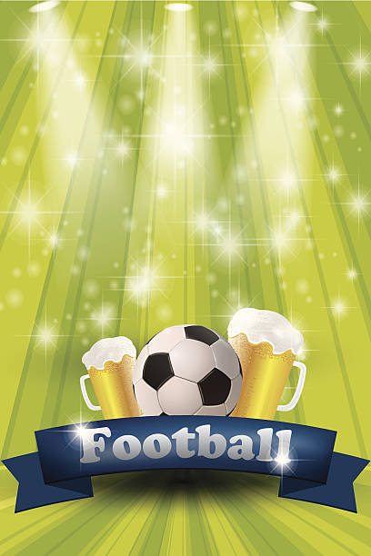 illustrazioni stock, clip art, cartoni animati e icone di tendenza di sfondo di campo di calcio calcio - beer backgrounds nobody bright