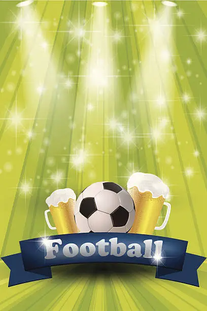 Vector illustration of Football in soccer field background