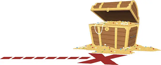 Vector illustration of cartoon depiction of an opened treasure chest