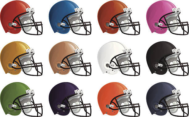 footballhelm kollektion - football helmet american football yellow american football uniform stock-grafiken, -clipart, -cartoons und -symbole