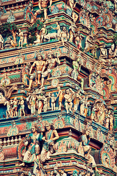 India, Kapaleeswarar temple. India, Kapaleeswarar temple in Chennai, Tamil nadu. Temple decoration. kapaleeswarar temple photos stock pictures, royalty-free photos & images