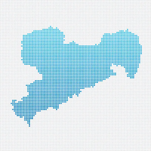 Vector illustration of Saxony Map Blue Dot Pattern