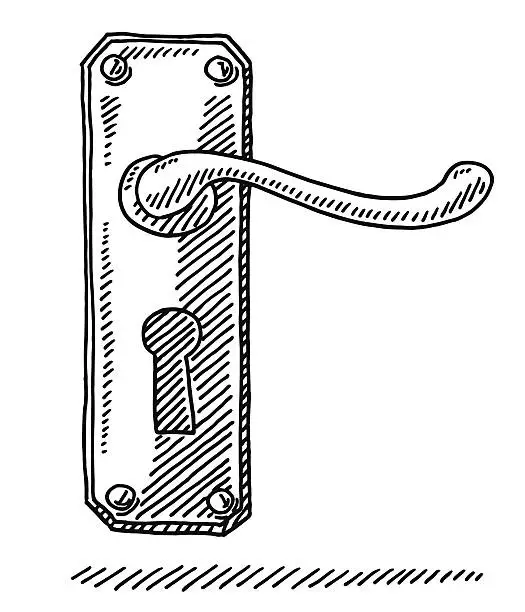 Vector illustration of Door Handle Drawing