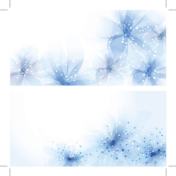 illustrations, cliparts, dessins animés et icônes de en-tête du site ou bannière ensemble - plan flower arrangement single flower blue
