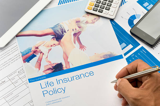 istock Life insurance brochure with family image 494765811