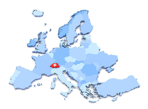 mapa da europa, com a bandeira suíça - swiss confederation - fotografias e filmes do acervo