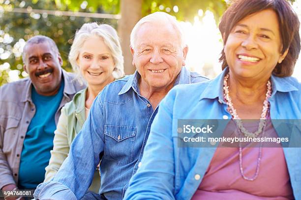 Outdoor Group Portrait Of Senior Friends Stock Photo - Download Image Now - Senior Adult, Happiness, Active Seniors