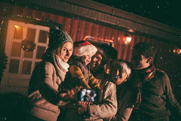 istock Family portrait on the first snow 494768196