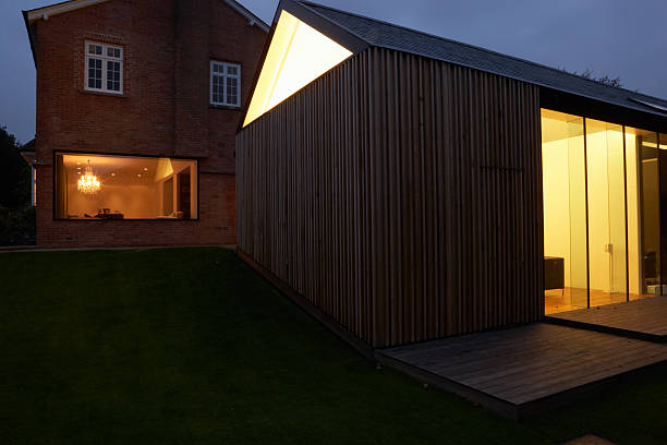 istock Exterior Of Modern House With Extension At Night 494780633