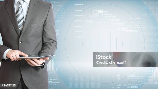 Businessman With Tablet Pc Stock Photo - Download Image Now - Abstract, Adult, Big Data