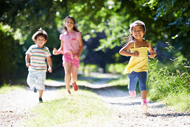 istock Three Asian Children Enjoying Walk In Countryside 494782109