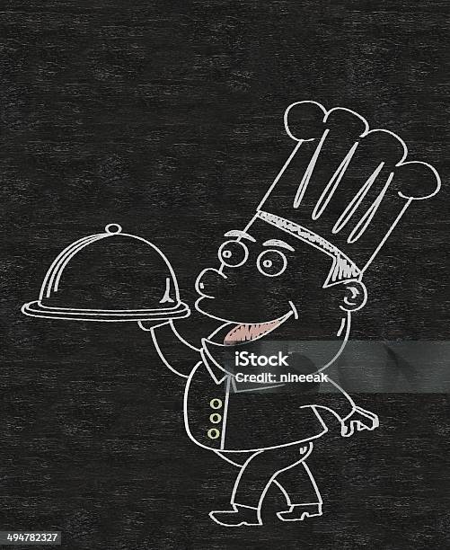 Chef Cartoon Written On A Blackboard Background Stock Photo - Download Image Now - Advertisement, Advice, Alphabet