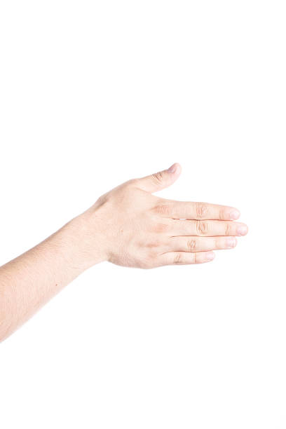 istock Hand showing gesture, point something isolated on white background 494783389