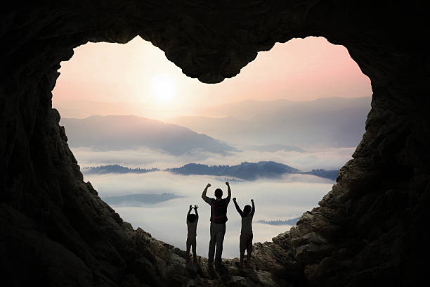 istock Dad and children inside cave shaped heart 494786218