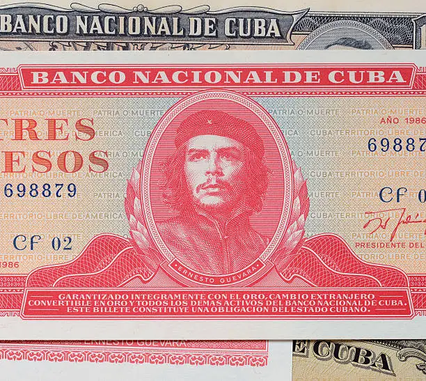 Ernesto "Che" Guevara on a banknote of Cuba of 1986.
