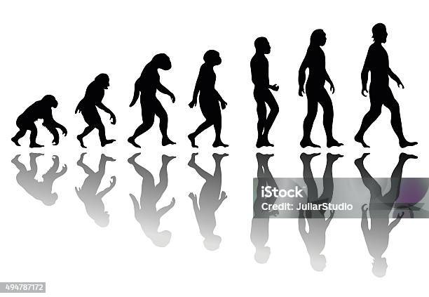 Silhouette Man Evolution Stock Illustration - Download Image Now - Evolution, Progress, Men