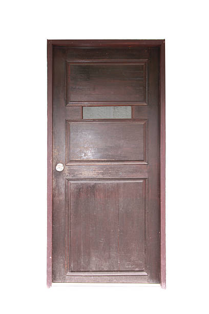 istock Oak wood door isolated on white background. 494787551
