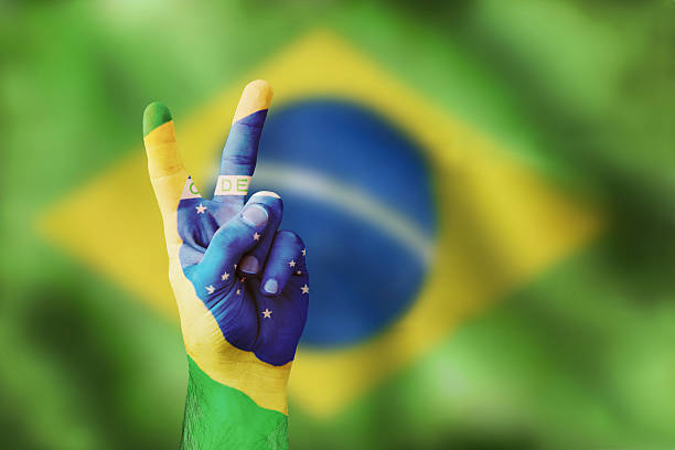 victory for Brasilia showing victory hand with national colors 2014 photos stock pictures, royalty-free photos & images
