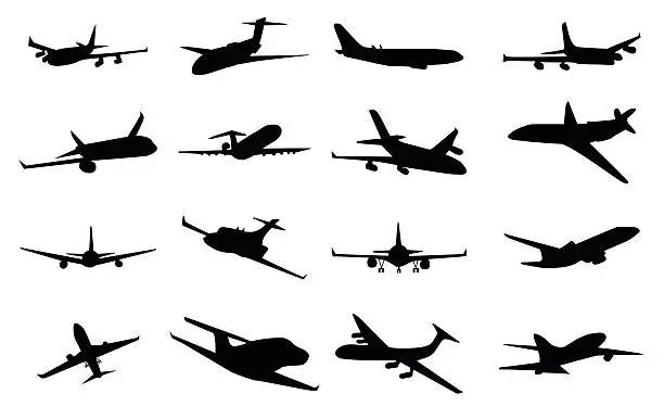 Vector illustration of Planes silhouette set