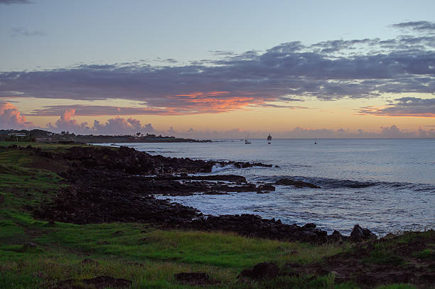 South America. Easter Island. Mountains. Ocean.
