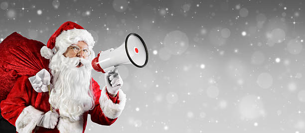 papai noel falar com megafone - santa claus audio - fotografias e filmes do acervo