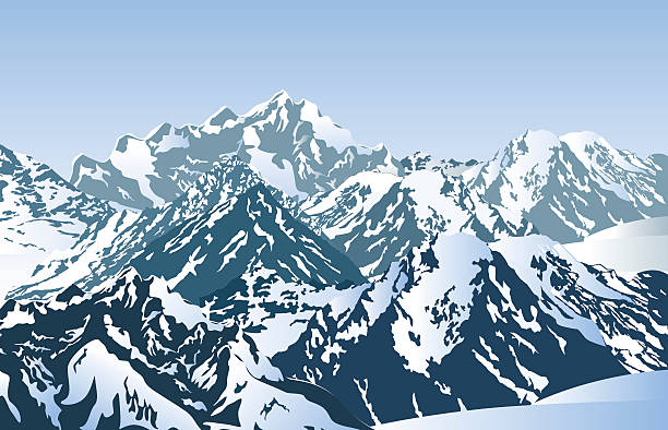 illustrazioni stock, clip art, cartoni animati e icone di tendenza di snowy mountains del mattino. - glacier mountain ice european alps